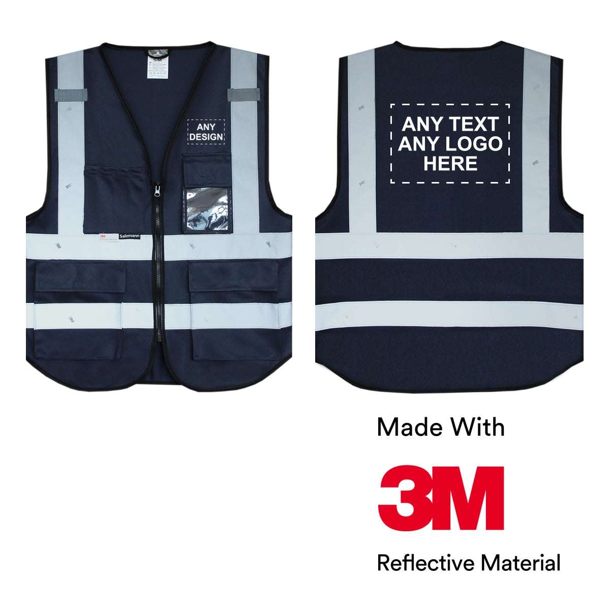 Warnweste mit Logoaufdruck (bedruckt / unbedruckt wählbar) - marineblau