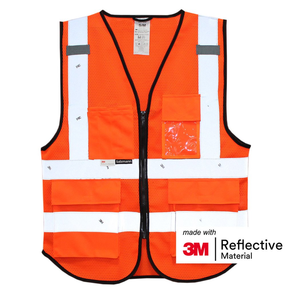 Warnweste mit Logoaufdruck (bedruckt / unbedruckt wählbar) - orange (Mesh-Gewebe)