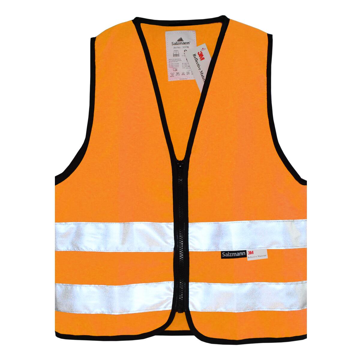 Kinderwarnweste mit Logoaufdruck (Reißverschluss, bedruckt / unbedruckt wählbar) - orange