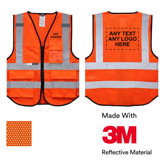 Warnweste mit Logoaufdruck (bedruckt / unbedruckt wählbar) - orange (Mesh-Gewebe)