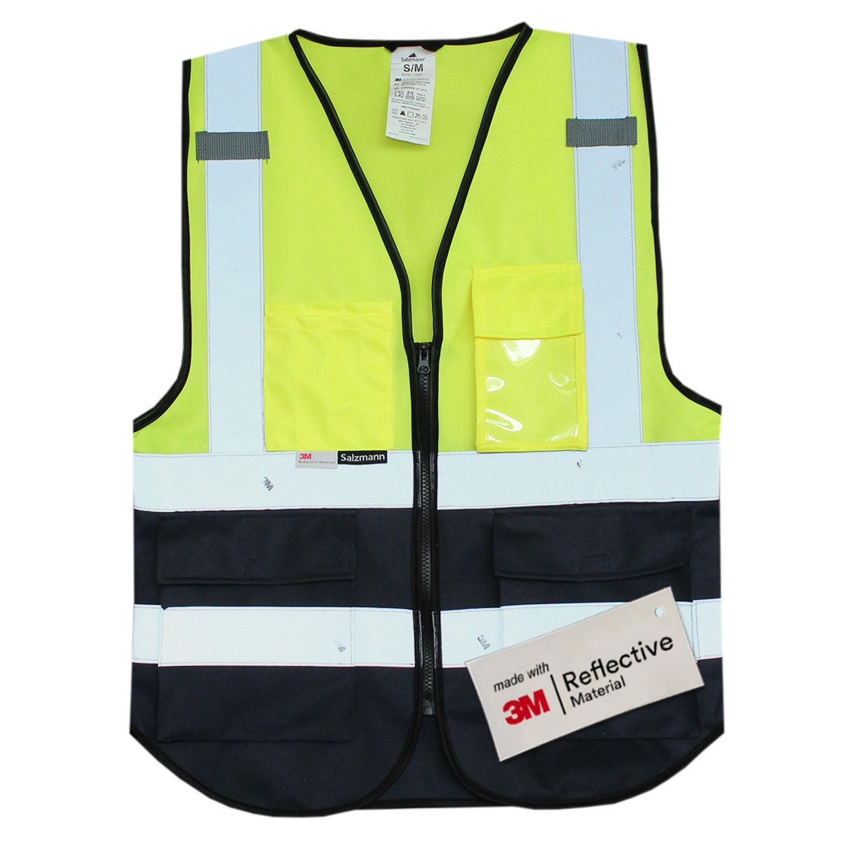 Warnweste mit Logoaufdruck (bedruckt / unbedruckt wählbar) - gelb/marineblau