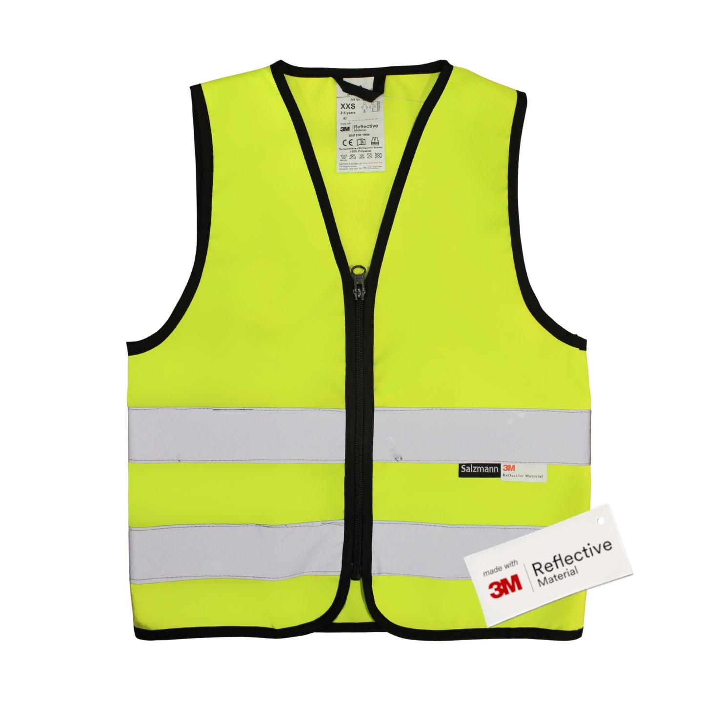 Kinderwarnweste mit Logoaufdruck (Reißverschluss, bedruckt / unbedruckt wählbar) - gelb