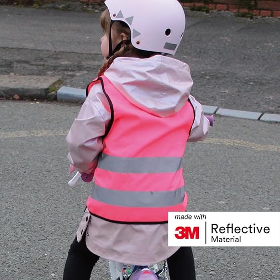 Kinderwarnweste mit Logoaufdruck (Klettverschluss, bedruckt / unbedruckt wählbar) - pink