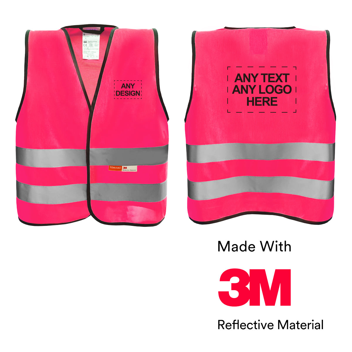 Kinderwarnweste mit Logoaufdruck (Klettverschluss, bedruckt / unbedruckt wählbar) - pink
