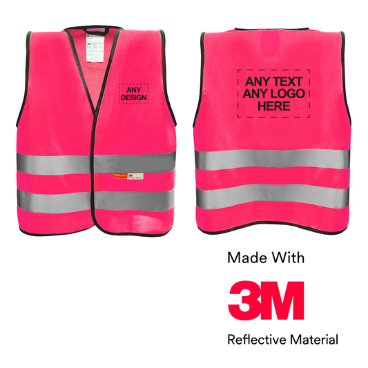 Kinderwarnweste mit Logoaufdruck (Klettverschluss, bedruckt / unbedruckt wählbar) - pink