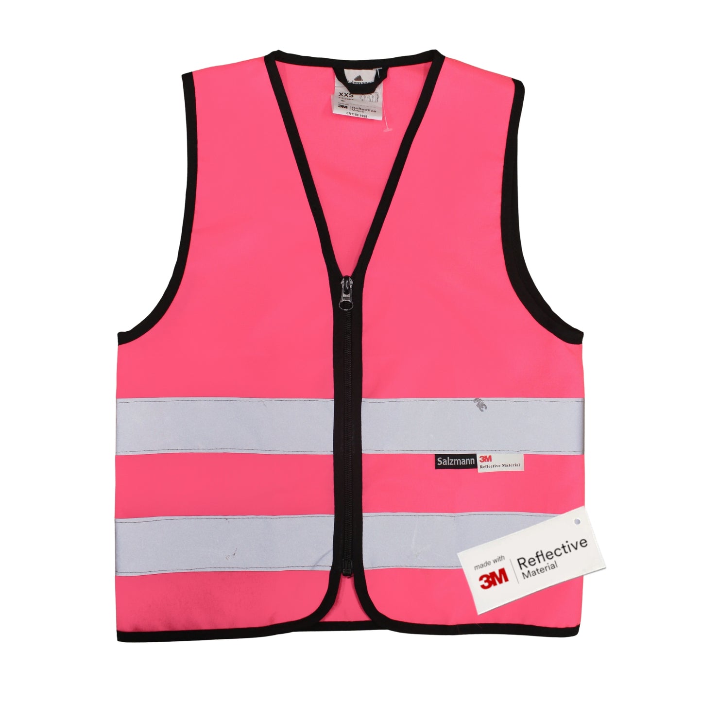 Kinderwarnweste mit Logoaufdruck (Reißverschluss, bedruckt / unbedruckt wählbar) - pink