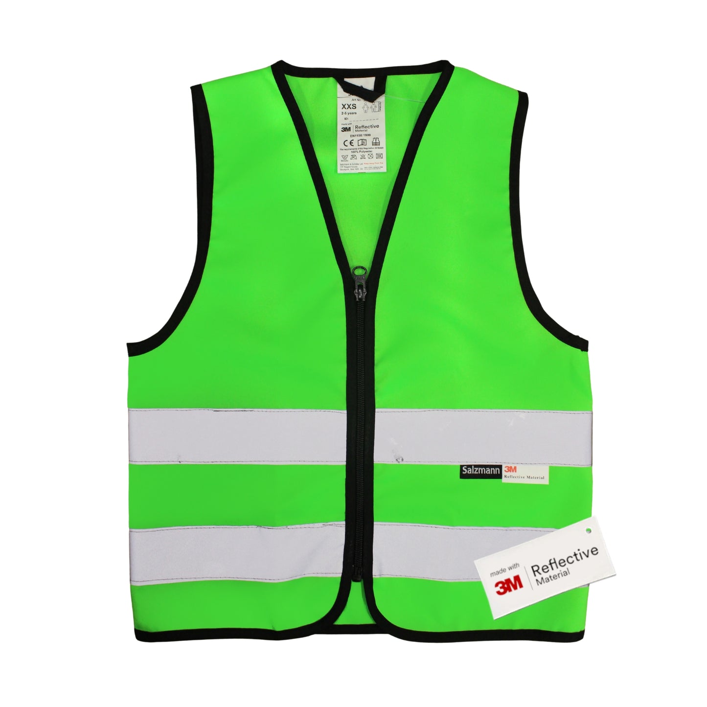 Kinderwarnweste mit Logoaufdruck (Reißverschluss, bedruckt / unbedruckt wählbar) - grün